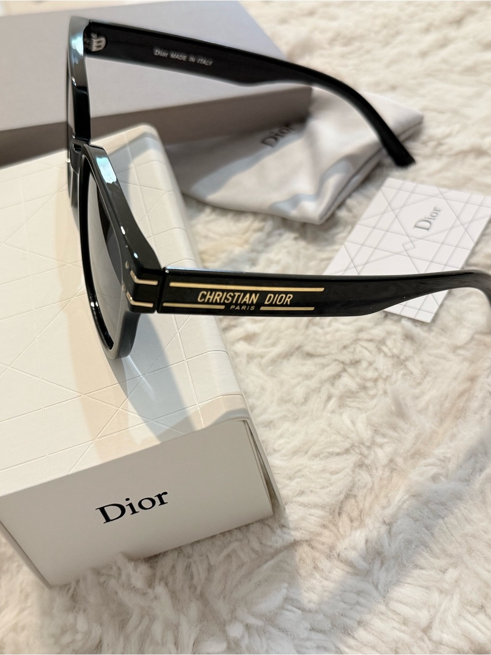 Christian Dior Black Square Sunglasses with Dark Gold Lenses - Picture 9 of 12